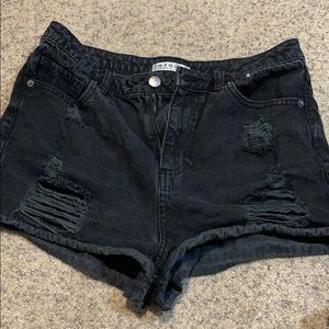 black high waisted jean shorts